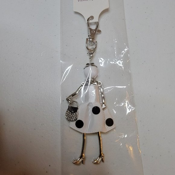 Purse Charm/Key Chain- Fashion Women Polka Dot - Picture 1 of 4